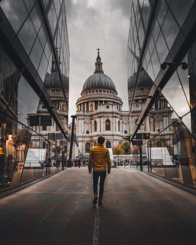 Man walking towards his destination