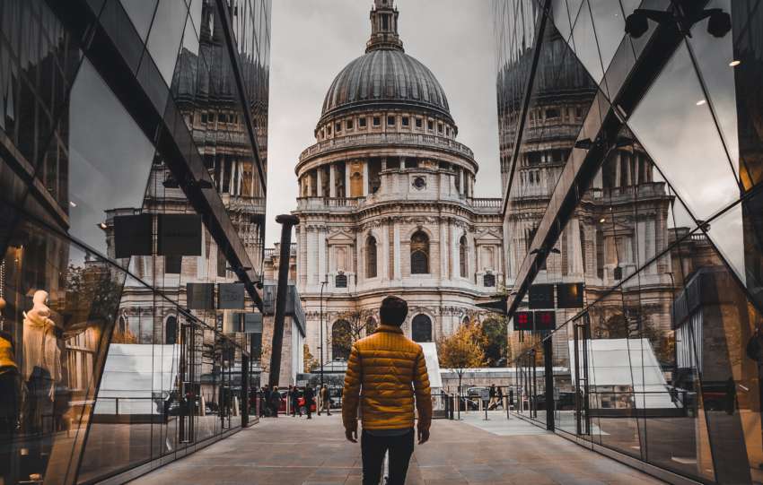 Man walking towards his destination